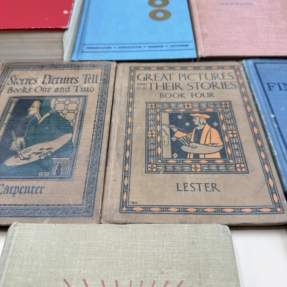 Antique Book Lot of 8 Bookshelf Decoration Study Books Poems Decor Hardcover VTG